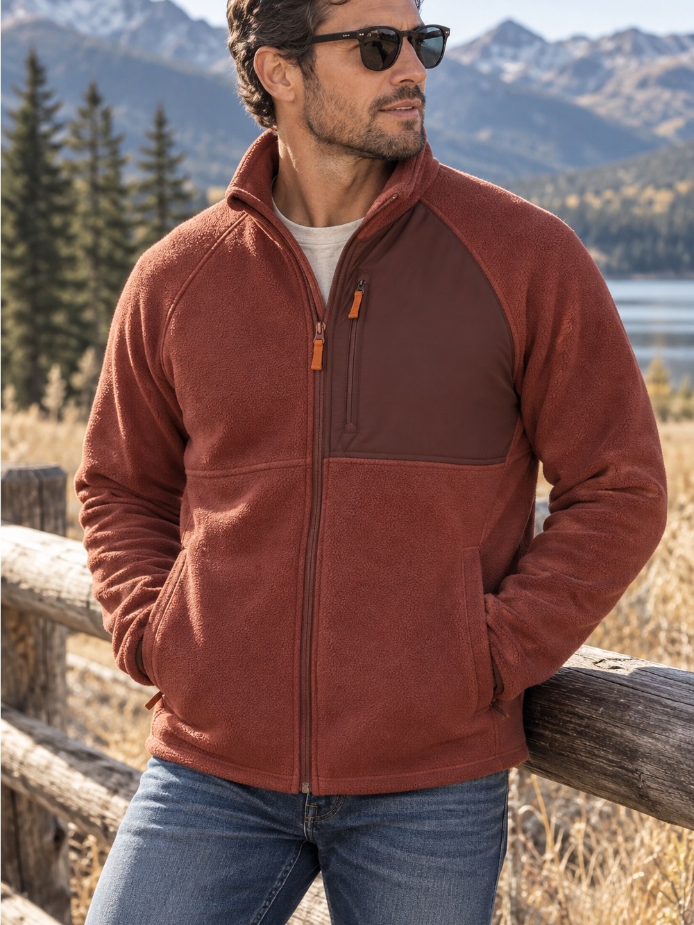 NWT M MAELREG Men's Reversible Windbreaker Fleece Jacket in Maroon Size: Large